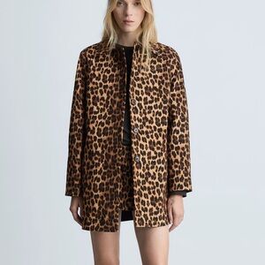 Mango Leopard Print Coat Size Small NWT